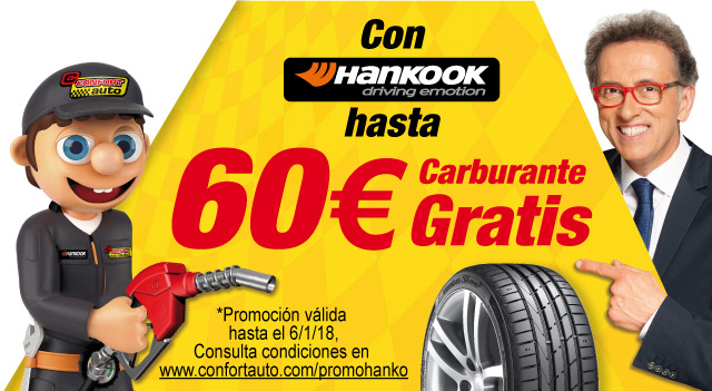 CONFORTAUTO Y JORDI HURTADO REGALAN HASTA 60€ EN COMBUSTIBLE CON HANKOOK