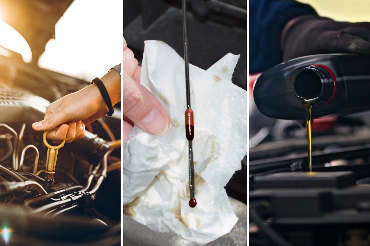 Mirar el nivel de aceite del coche