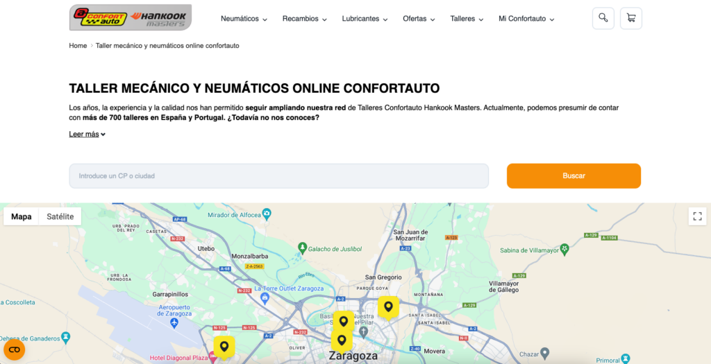 Buscador de la página web de Confortauto